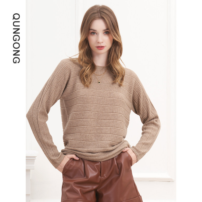 群工新款抽条长袖纯衫女士圆领套头纯色时尚内搭毛衣,女装/女士精品,羊绒衫,淘宝优惠券,粉丝福利购,淘宝优惠卷