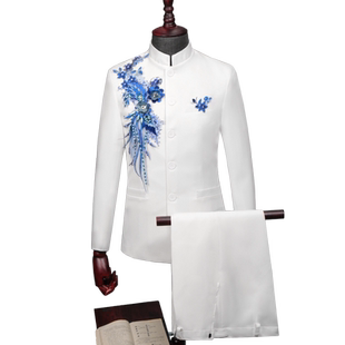 中山装演出服装男大合唱礼服中山服主持民族服装演出服男士中国风