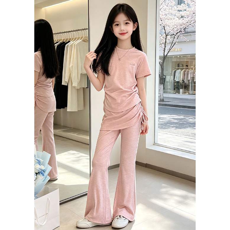 女童夏季洋气短袖喇叭裤两件套