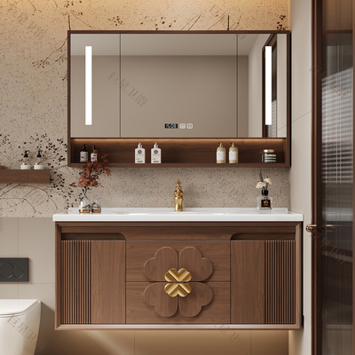 中古风橡木浴室柜陶瓷一体盆