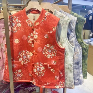 求索秋冬新中式国风女加棉加厚马甲女高级感保暖洋气百搭背心马甲