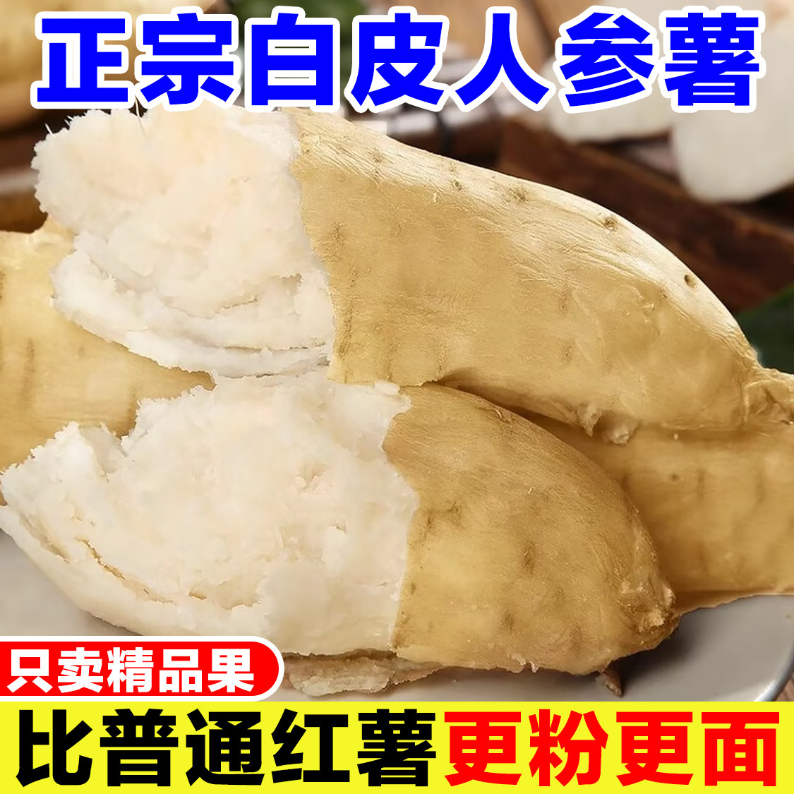 正宗白皮人参薯新鲜现挖白瓤地瓜牛奶人参白皮薯白心番薯板栗红薯