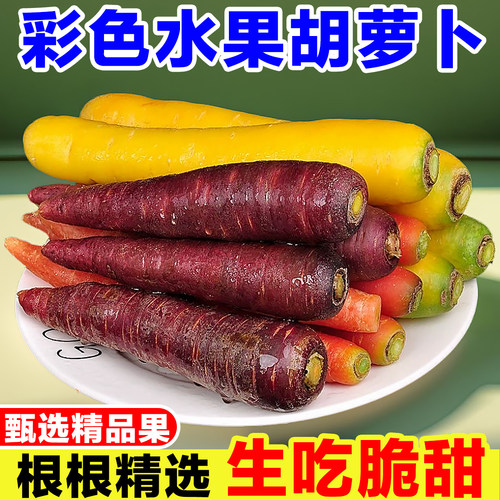 彩色水果胡萝卜组合新鲜紫色胡萝卜玫瑰红胡萝卜糖心黄胡萝卜大全