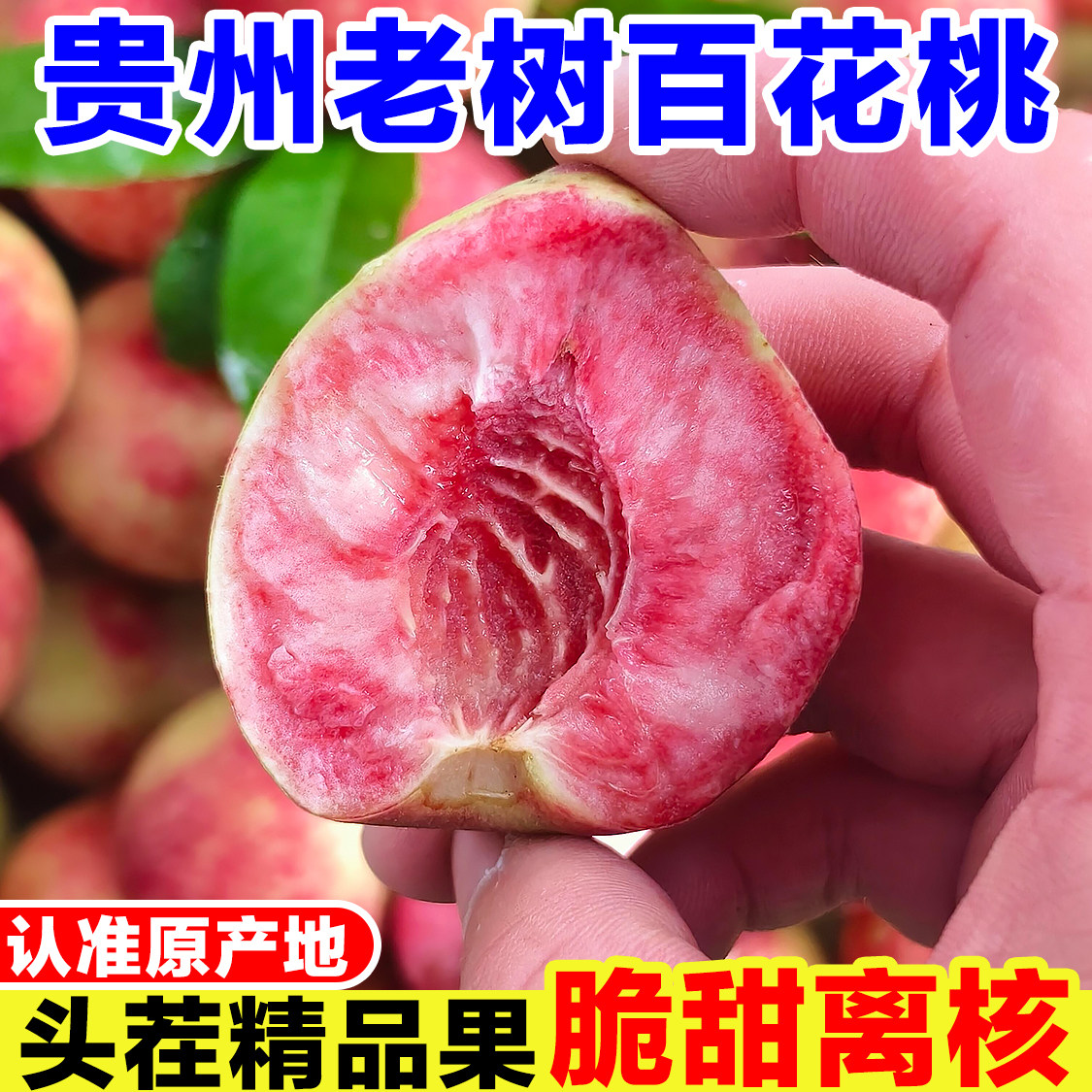 贵州血桃百花桃新鲜桃子当季孕妇水果现摘脆甜水蜜桃红心红肉毛桃