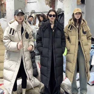 欧货2026冬季新款加厚宽松90白鸭绒长款羽绒服男女同款过膝外套潮