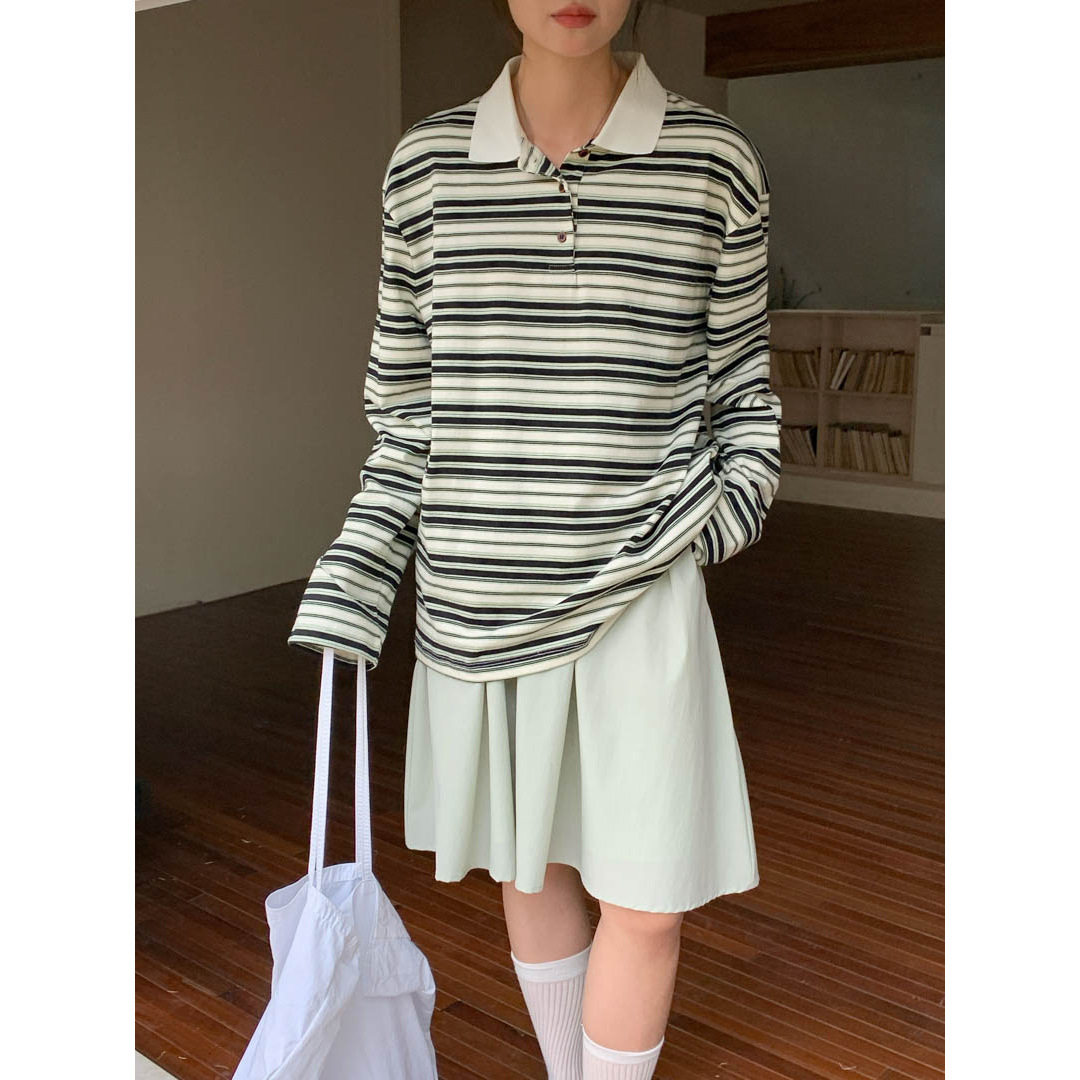 长袖XXGN新款百搭条纹上衣T恤女