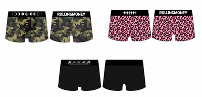 ROLLINGMONEY 26SS冰丝莫代尔豹纹迷彩高腰logo图案速干内裤礼盒