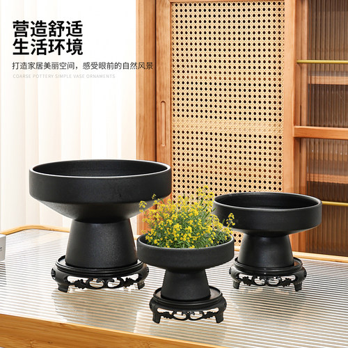 佛手柑苔藓花盆桌面绿植水培禅意剑山插花器皿苔藓球专用盆