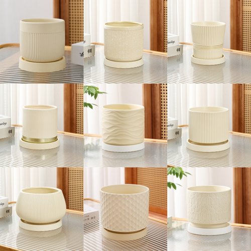 清仓捡漏陶瓷花盆奶油风