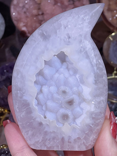 干净无共生~雪景蓝色牙软 全抛桃子 高9.4cm