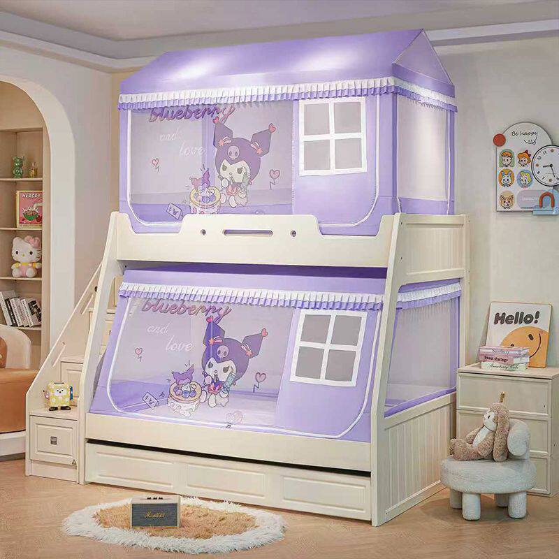 卡通风房型城堡上下铺子母床蚊帐小清新花边学生宿舍床帘加密防蚊