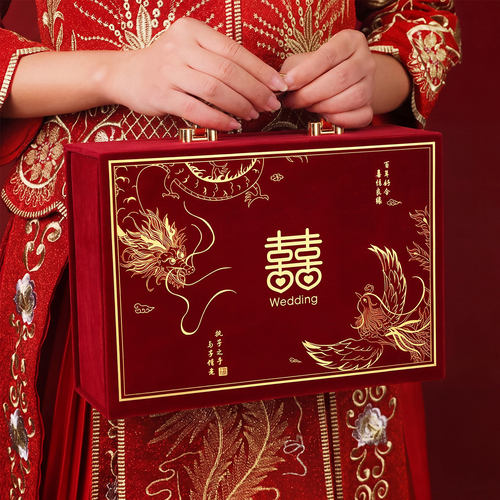 订婚彩礼钱现金礼盒子龙凤礼金箱