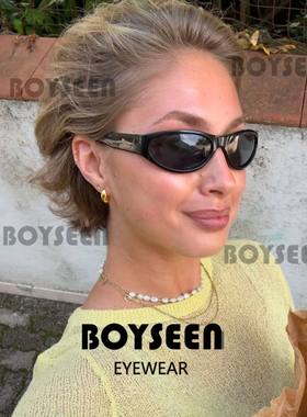 BOYSEEN美式复古窄框墨镜ins高级感带弧度太阳镜男女可配度数