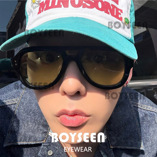 GD同款韩版黄色墨镜可配度数丙酸插针插芯太阳镜偏光开车太阳镜