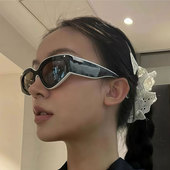 黑白熊猫色时髦墨镜女潮方圆脸高级感前卫猫眼太阳镜可配近视