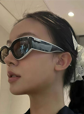 黑白熊猫色前卫猫眼太阳镜