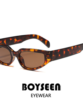 时髦高级猫眼墨镜女复古豹纹秋冬太阳镜秀场风高气场黑色墨镜