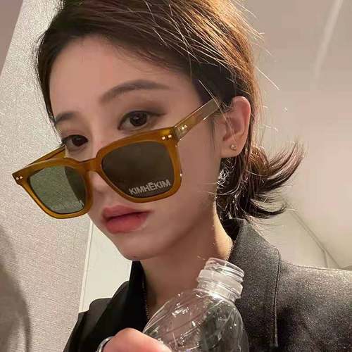 kimhekim茶色方形韩国ins太阳镜