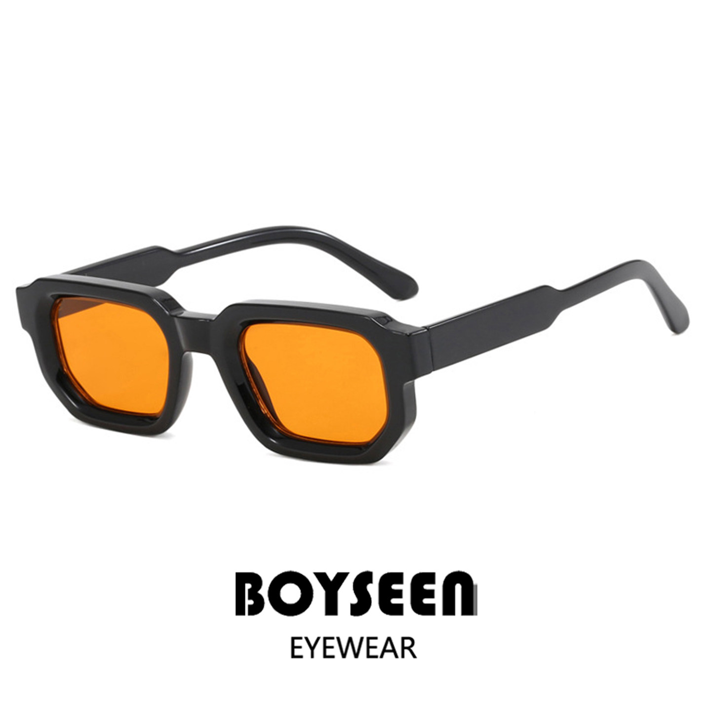 窄框嘻哈橘色墨镜男可配近视城市机能黑框眼镜复古豹纹框太阳镜