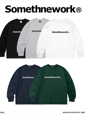 STNW 春秋季日系复古字母印花基础简约白搭长袖T恤潮牌宽松情侣