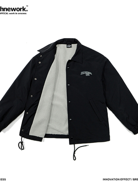 STN 双面穿羊羔毛摇粒绒工装教练夹克情侣外套男女冬季加绒加厚