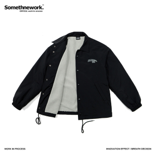 STN 双面穿羊羔毛摇粒绒工装教练夹克情侣外套男女冬季加绒加厚