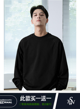 STN 国潮原创cityboy居家休闲纯棉百搭圆领纯色套头卫衣男女宽松