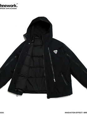 Somethnework STN日山系户外可拆脱卸内胆冲锋衣羽绒服防风外套男