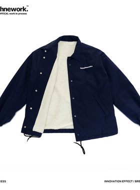 Somethnework STN日系复古双面穿羊羔毛教练夹克潮牌棉衣外套男