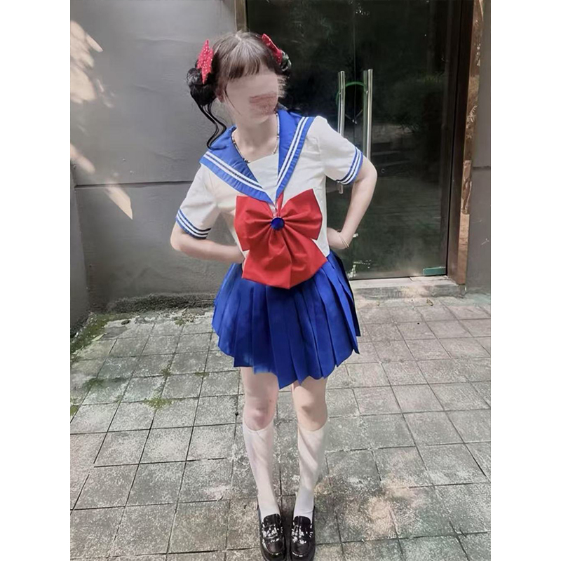 JK制服原创2025夏季学院风穿搭甜美少女粉色蓝色水手服女可爱套装