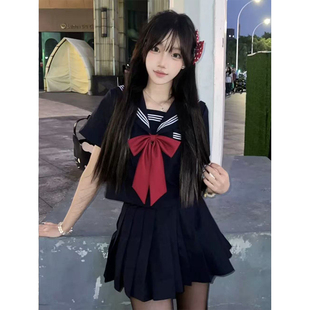 新款原创JK制服套装水手服长短袖衬衫上衣百搭绀色JK裙学院校供感