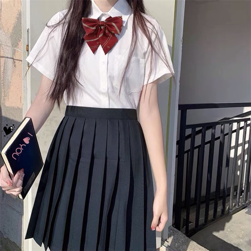 jk制服裙正版白色衬衫女夏季短袖日系班服全套校服学院风套装校供