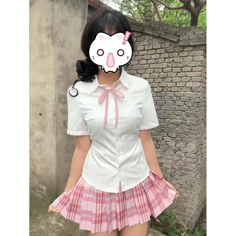 日系学院风套装收腰短袖衬衫校供感穿搭JK短格裙原创JK制服夏季款