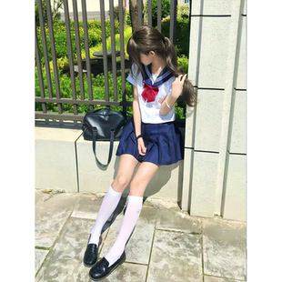 水手服百搭JK裙套装 原创JK制服日系学院风绀三本长短袖 款 衬衫 夏季