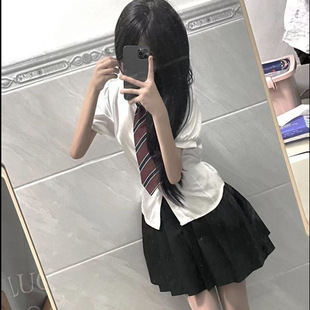 女收腰显瘦制服衬衣设计感别致上衣 甜辣学院风jk制服衬衫 套装