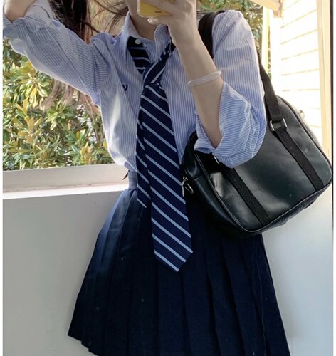 自制手打蓝色条纹jk/dk日系领带