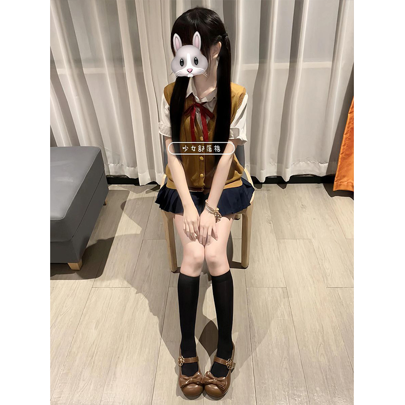 原创JK制服针织衫开衫无袖背心马甲内搭白色衬衣夏季软妹甜妹套装