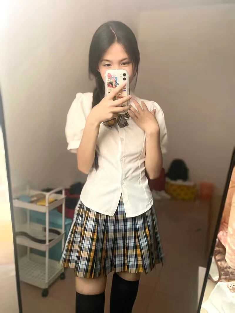 绑带白色衬衣校服制服裙套装