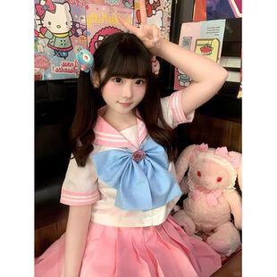 2025夏季 款 蓝色粉色JK裙水手服美少女战士衬衫 多巴胺原创一整套装