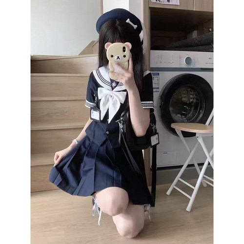 水手服原创绀色三本正版基础JK制服海军风长短袖夏季学院风套装