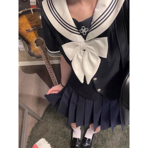 开夏穿搭一整套学院风jk制服女长袖衬衫上衣百褶半身裙两件套套装