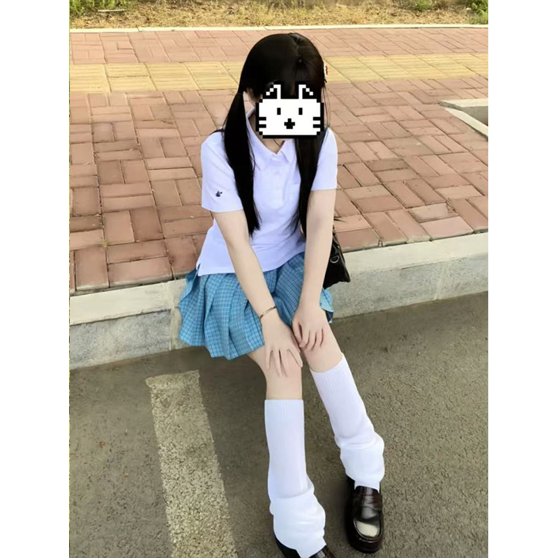 JK制服简约套装白色polo衫短袖衬衫2025夏季新品学院风百搭JK格裙