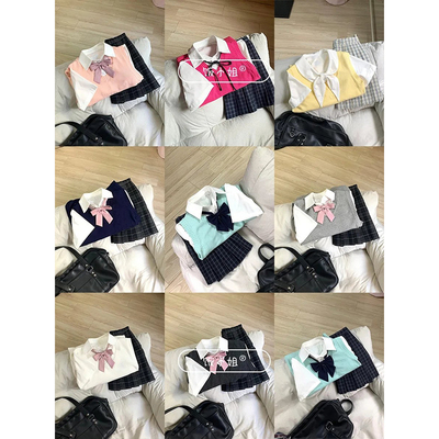 【饭小姐】JK制服基础款多色毛衣背心春秋季校供感打底针织衫马甲