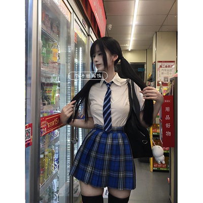 学院风JK制服衬衫修身显腰细辣妹短袖衬衣夏季百搭jk性感白色上衣