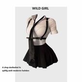 女 衬衫 jk制服纯欲收腰显瘦短袖 百褶短裙辣妹腰封马甲三件套装 美式