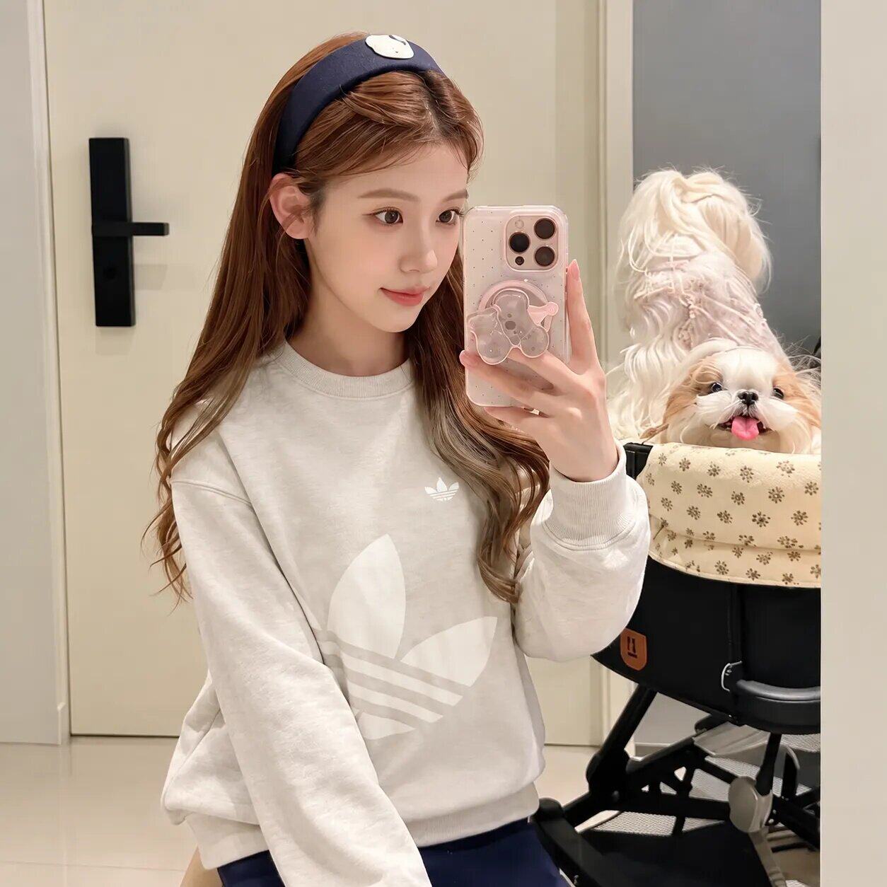 Adidas/阿迪达斯三叶草男女同款经典运动长袖圆领加绒卫衣 JL8386