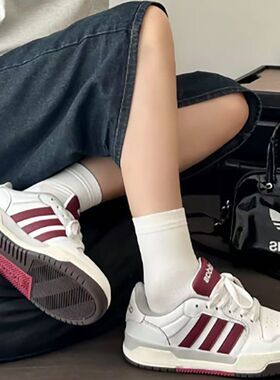 adidas neo Entrap 合成革 耐磨 低帮 板鞋 男女同款 白红JQ3926