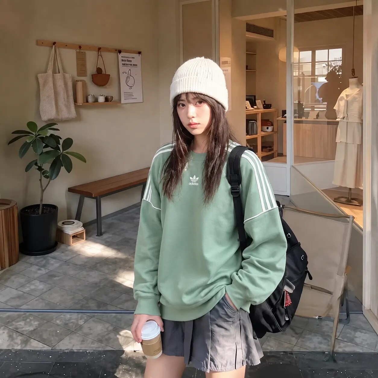 阿迪达斯男女新款圆领套头卫衣