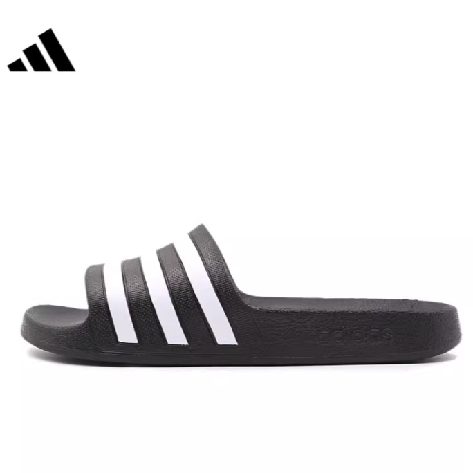 adidas/阿迪达斯厚底外穿一体成型居家休闲男女一字拖鞋黑F35543