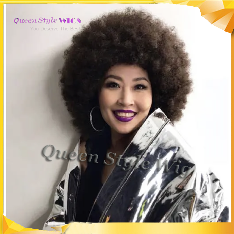 高温丝夸张齐刘海蓬松假发套